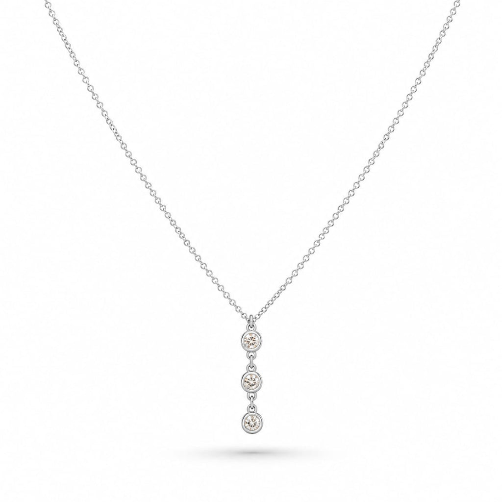 Three-stone zircon necklace and earrings set styling view