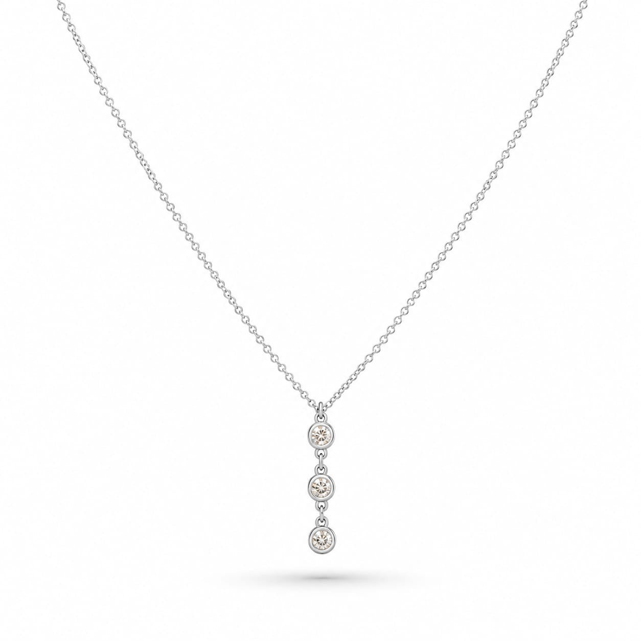 Three-stone zircon necklace and earrings set styling view