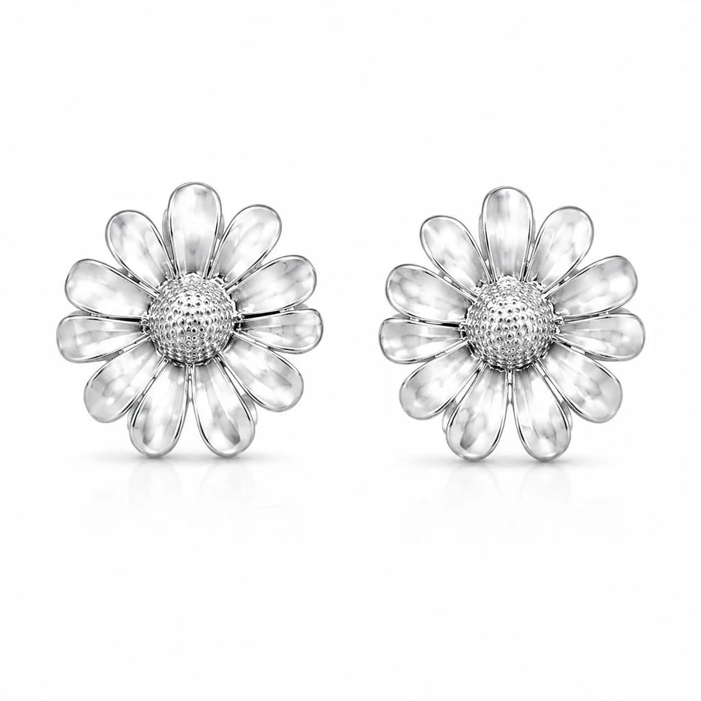 925 sterling silver daisy flower stud earrings