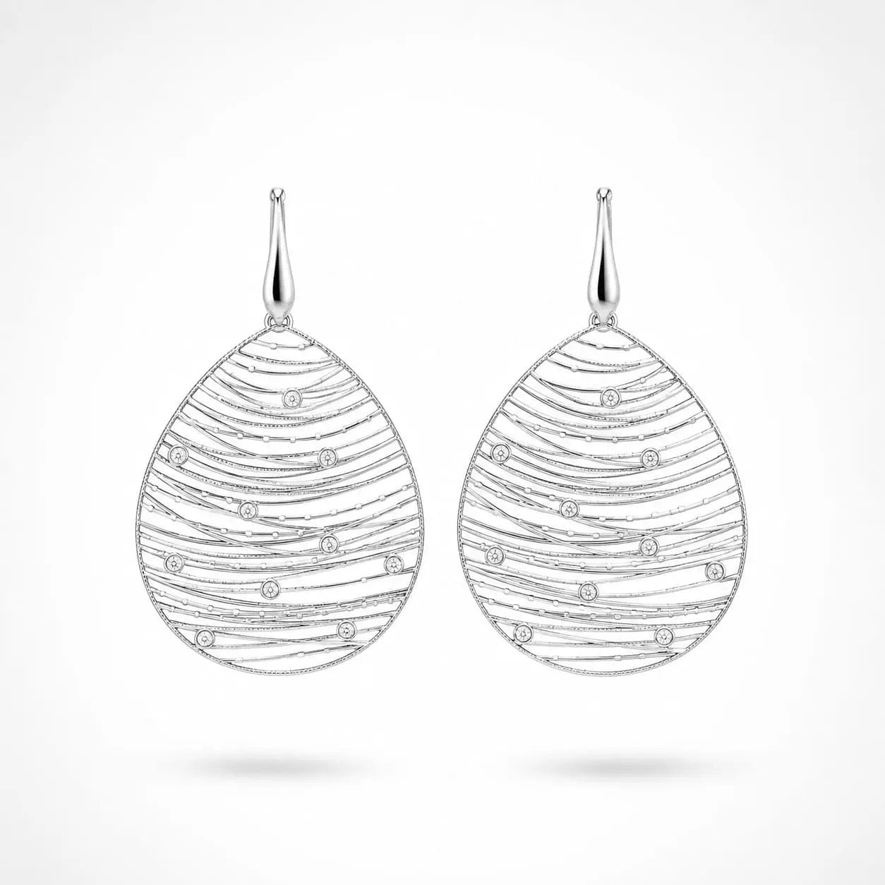 925 silver zircon teardrop wirework drop earrings