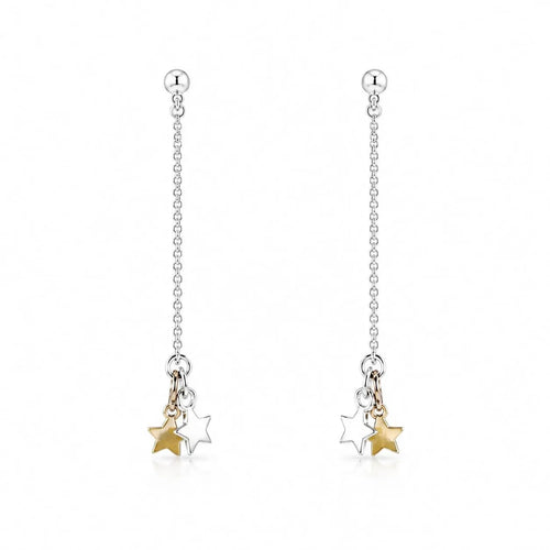 925 silver star charm dangle earrings
