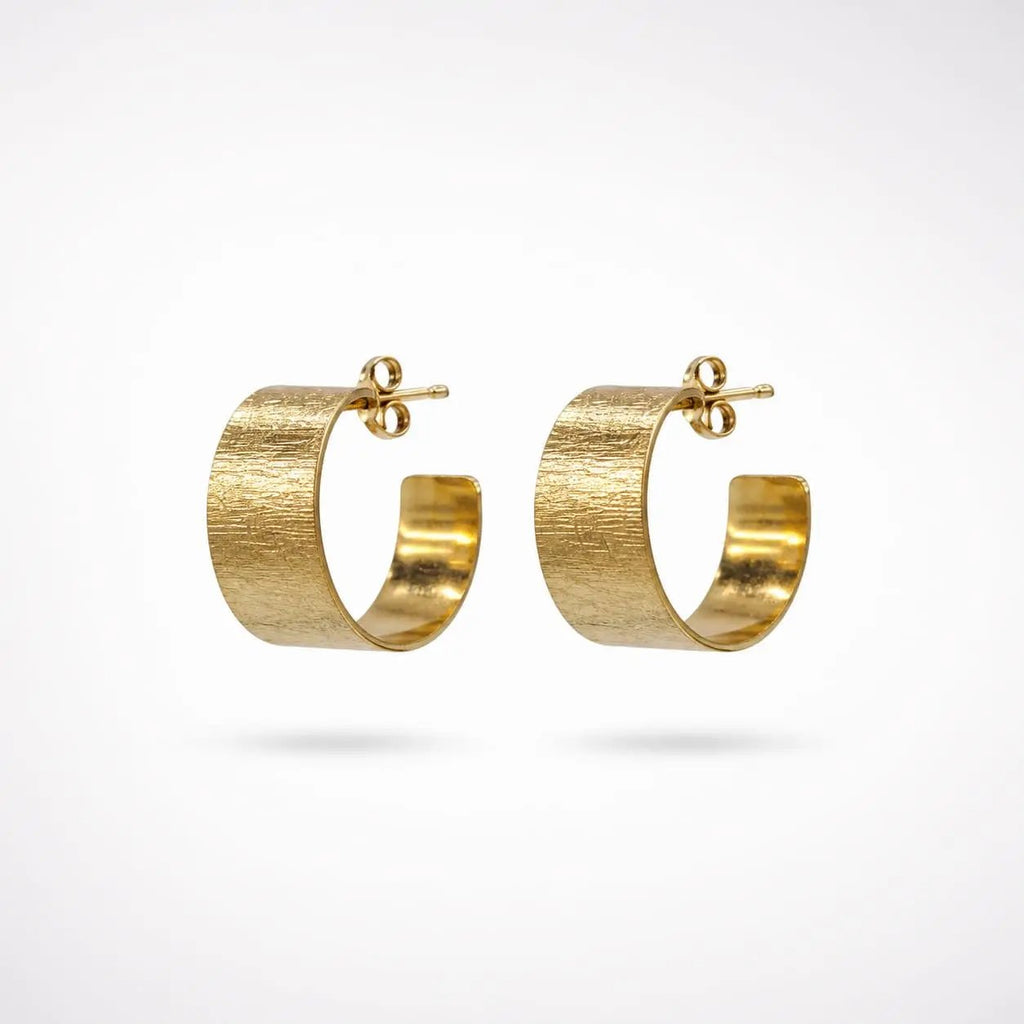 925 Sterling Silver Textured Gold Plated Wild Hoop Earrings