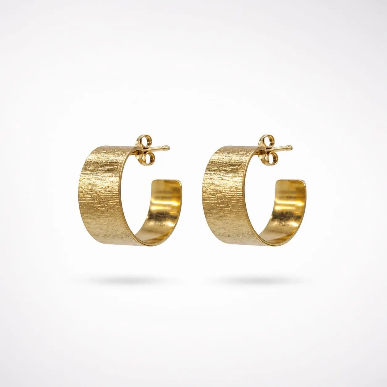 925 Sterling Silver Textured Gold Plated Wild Hoop Earrings