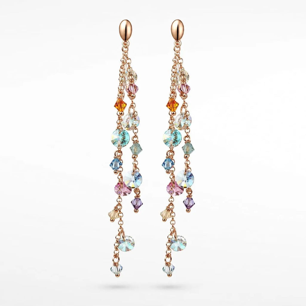 925 silver multicolor crystal dangle earrings