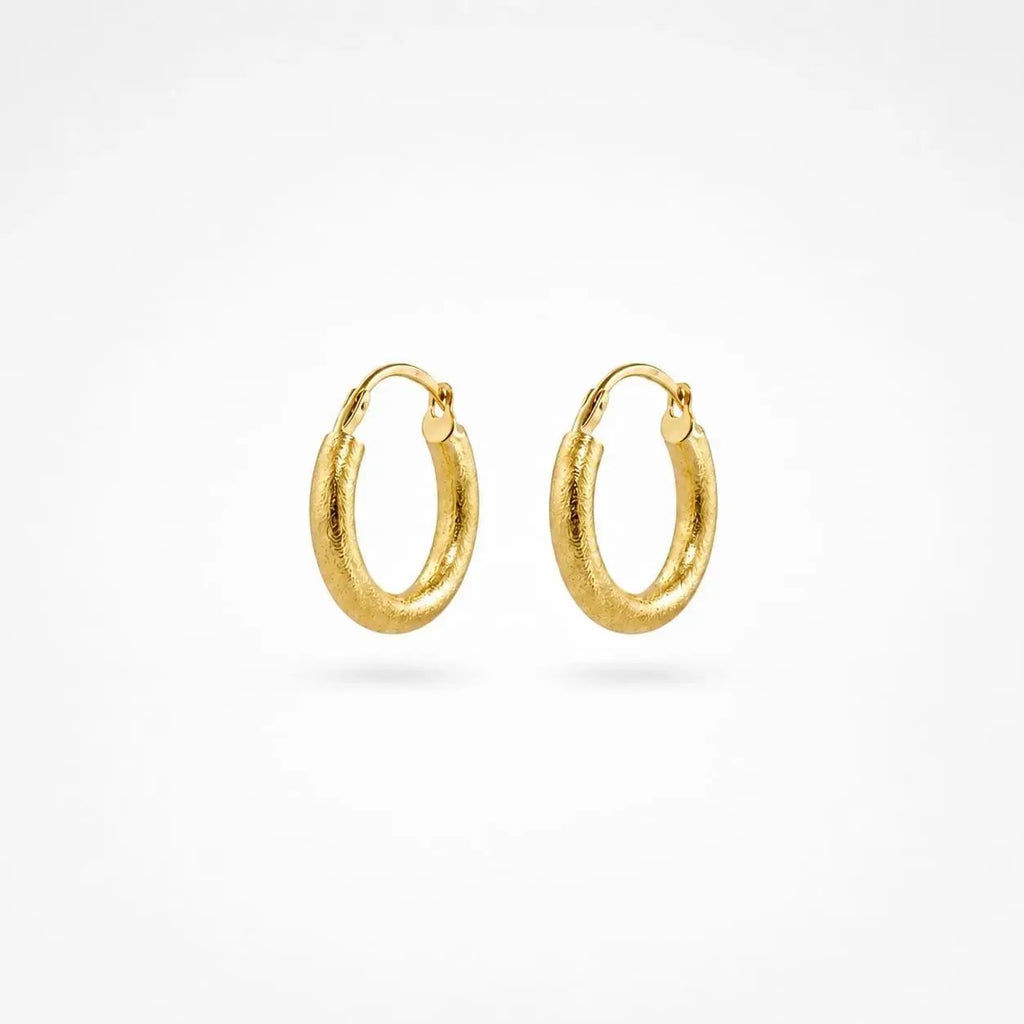 925 Sterling Silver Textured Gold Plated  Hoop Earrings