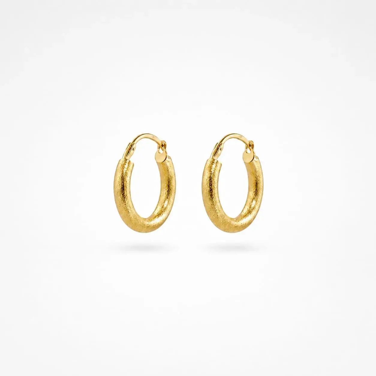 925 Sterling Silver Textured Gold Plated  Hoop Earrings