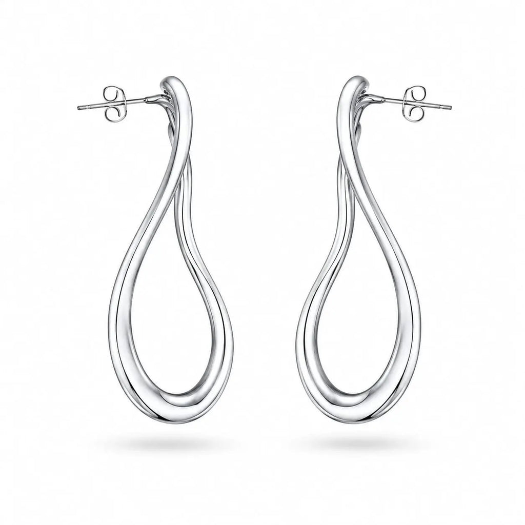 925  Sterling Silver Sculptural Twisted Open Drop Earrings