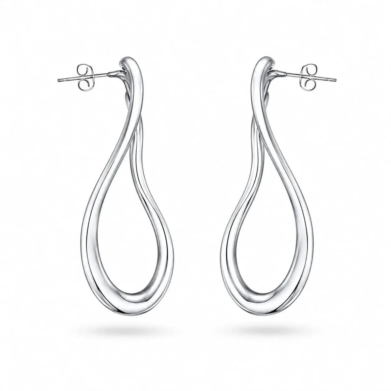 925  Sterling Silver Sculptural Twisted Open Drop Earrings