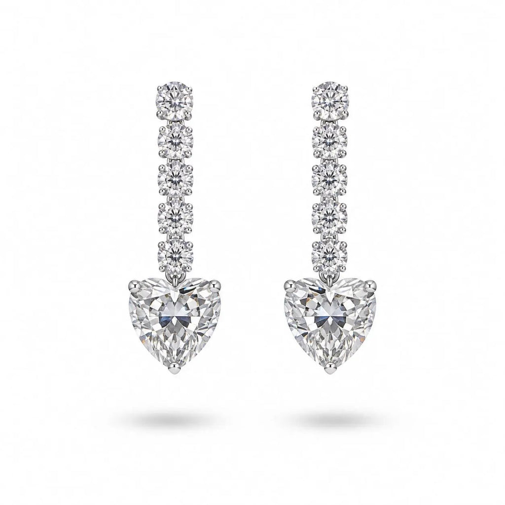 925 Sterling Silver Heart Cut Zircon Drop Earrings