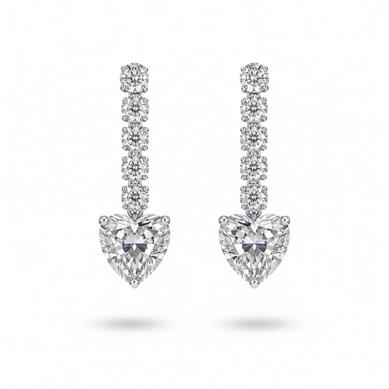 925 Sterling Silver Heart Cut Zircon Drop Earrings