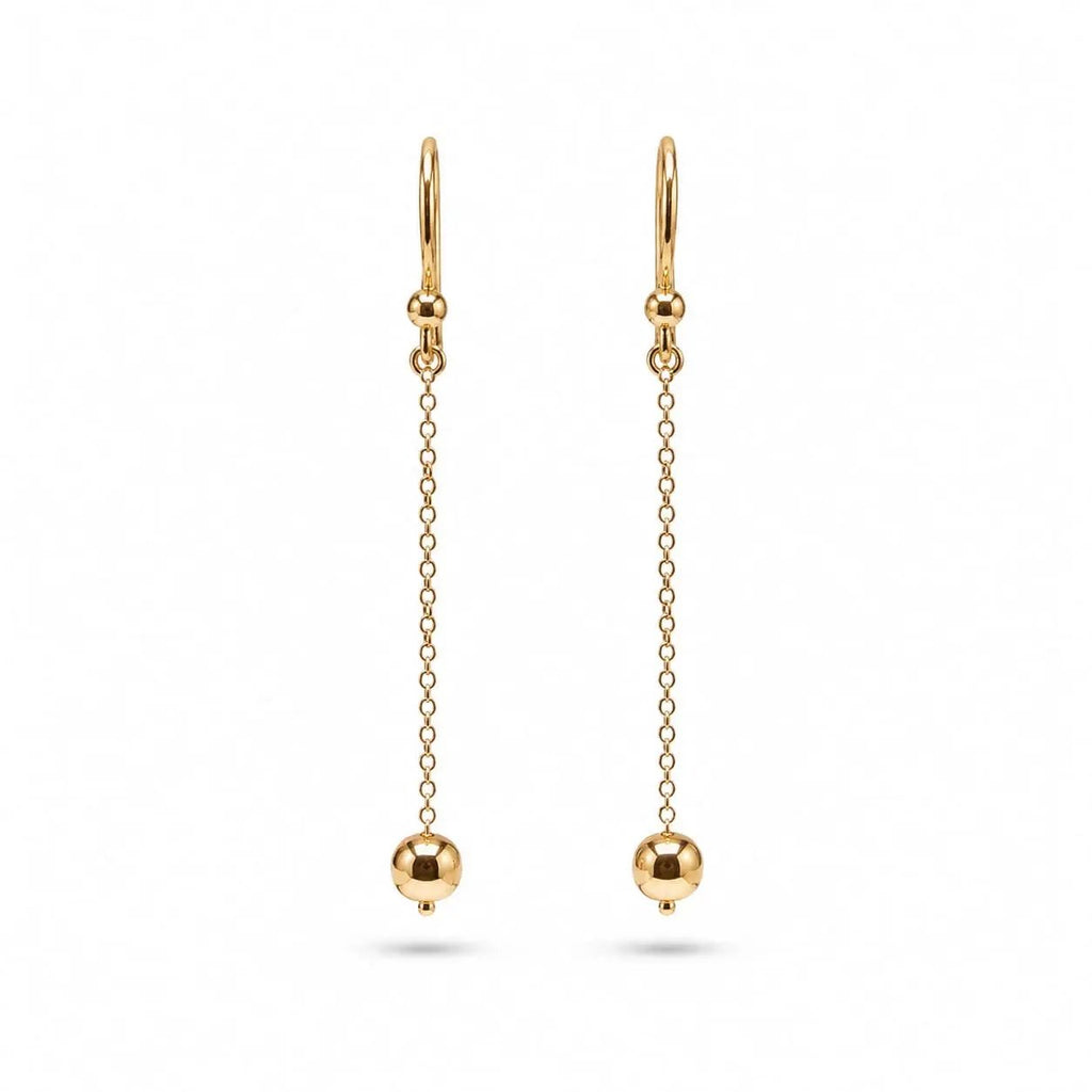 925 Sterling Silver Gold Plated Sphere Drop Earrings
