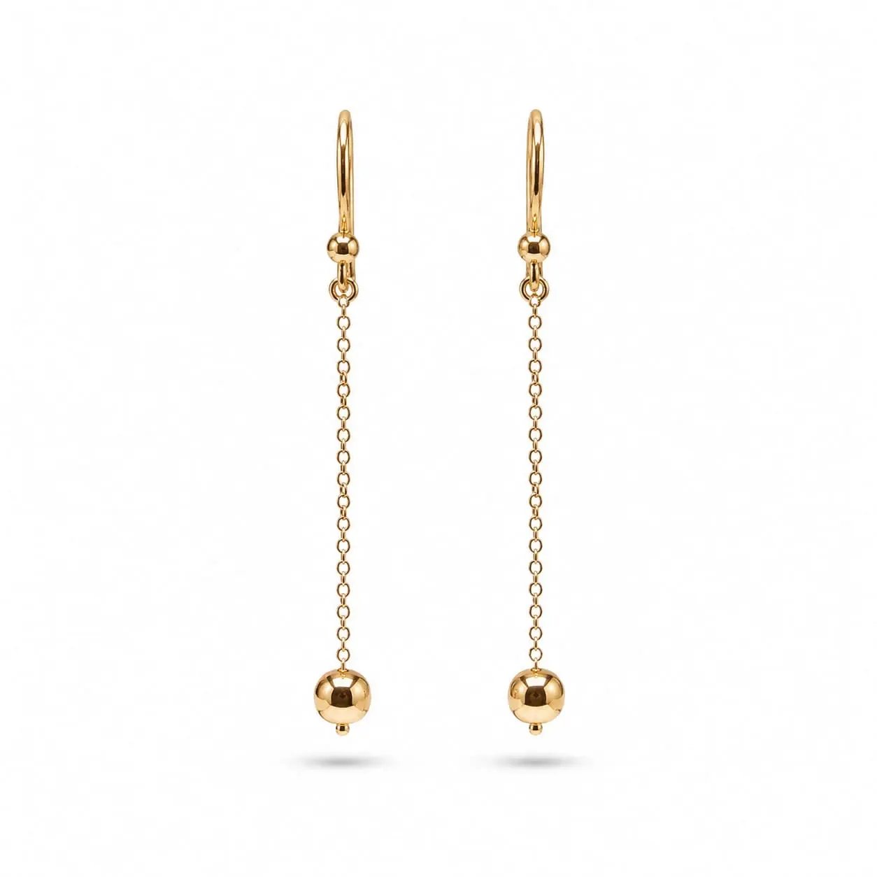 925 Sterling Silver Gold Plated Sphere Drop Earrings