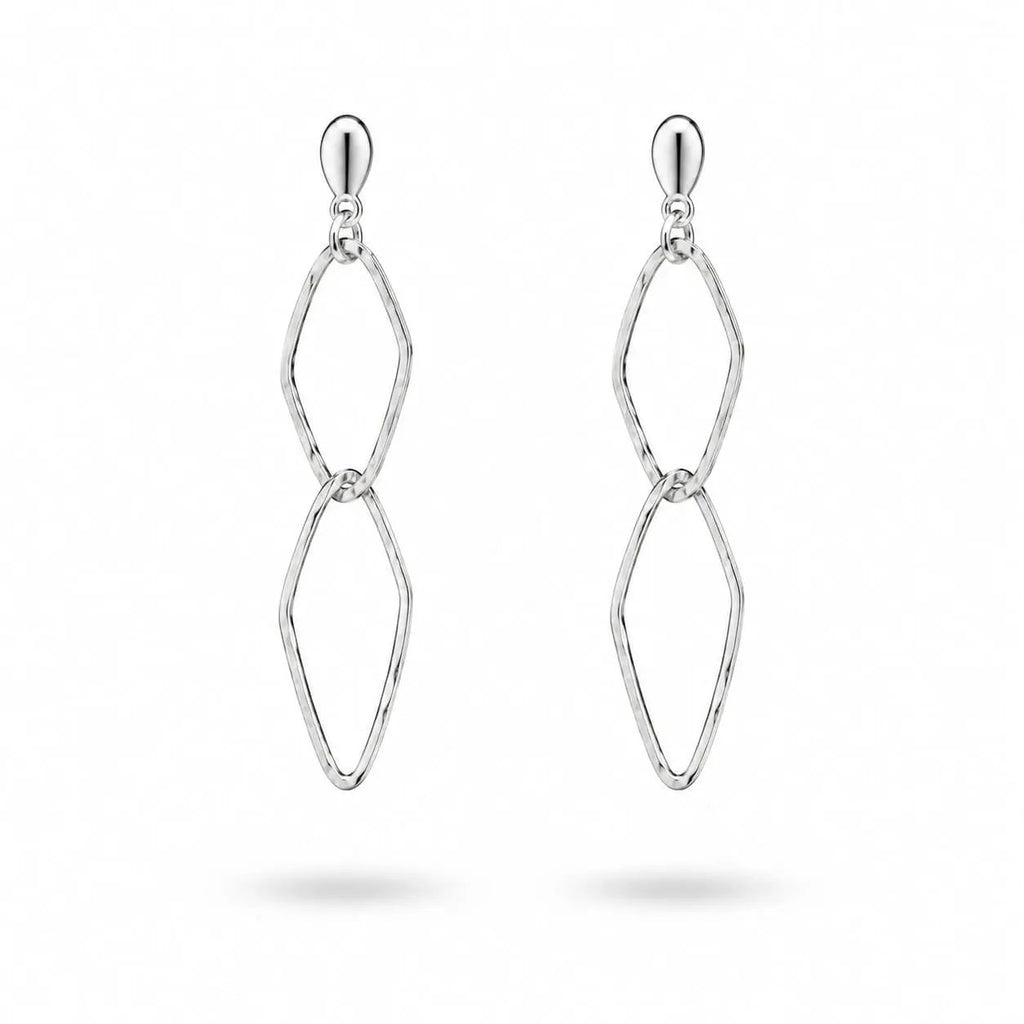 925 Sterling Silver Geometric Interlocking Link Dangle Earrings