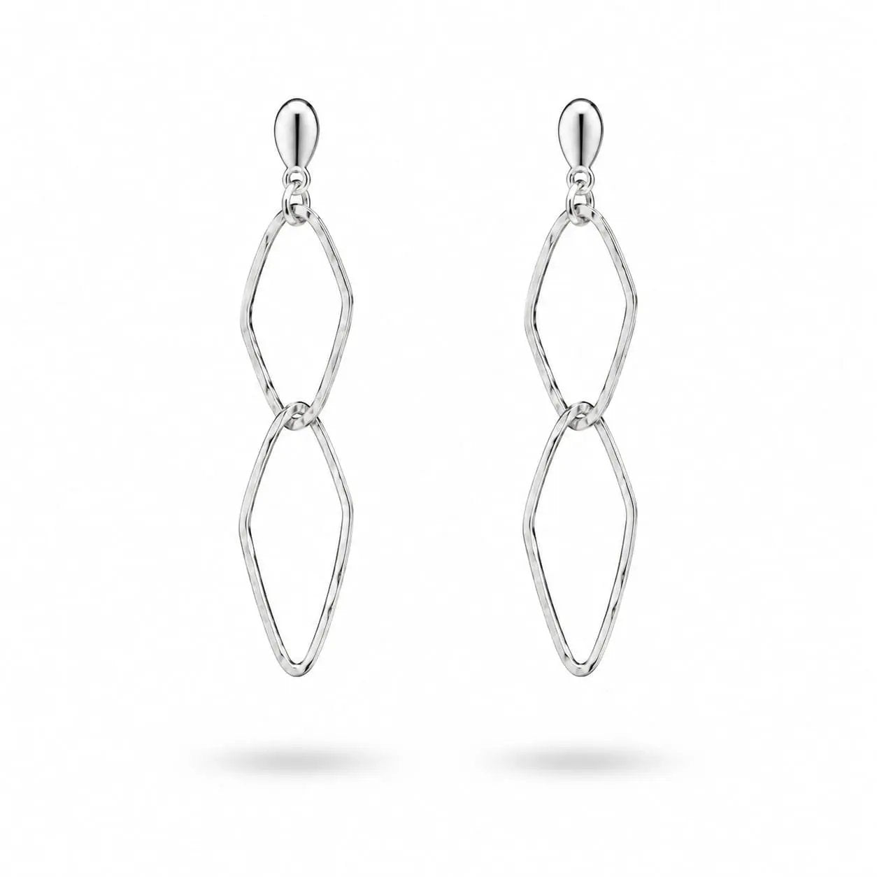 925 Sterling Silver Geometric Interlocking Link Dangle Earrings