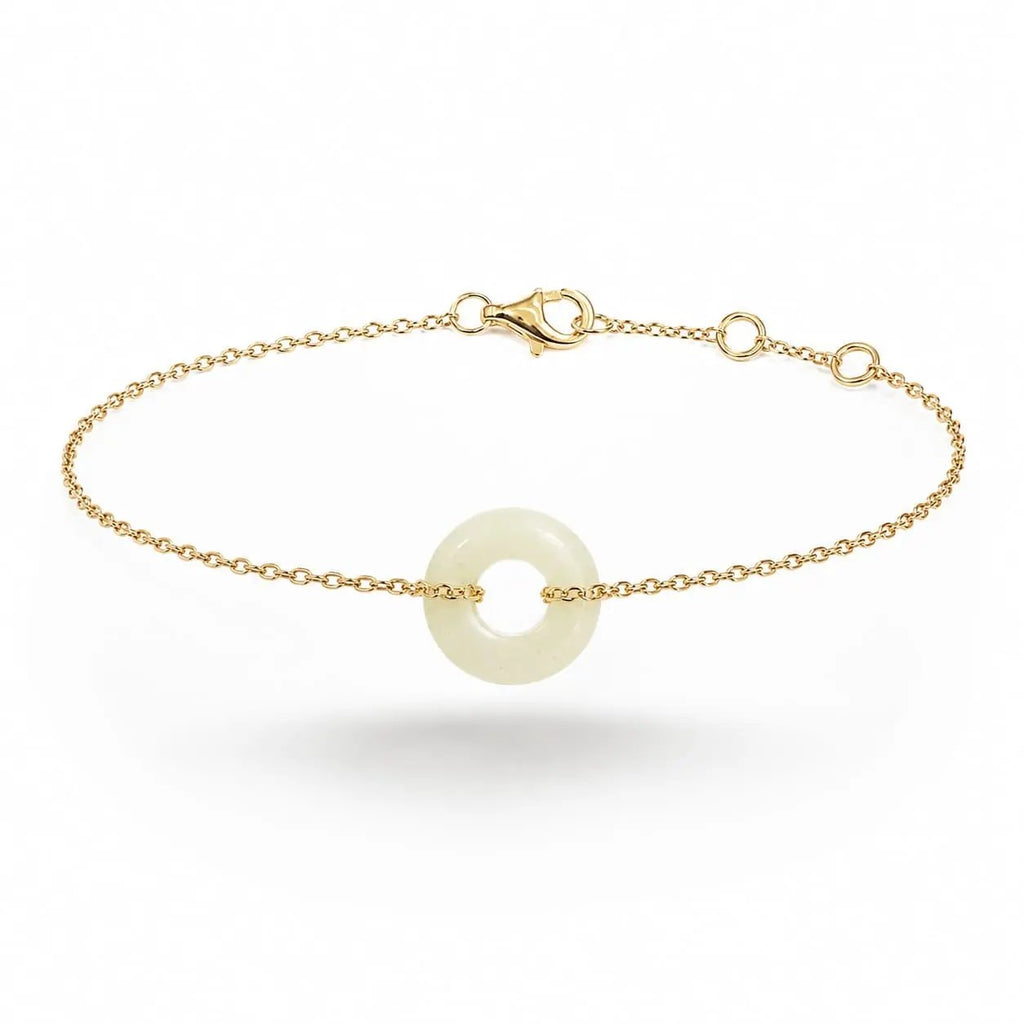 White gemstone donut bracelet in gold-plated 925 sterling silver