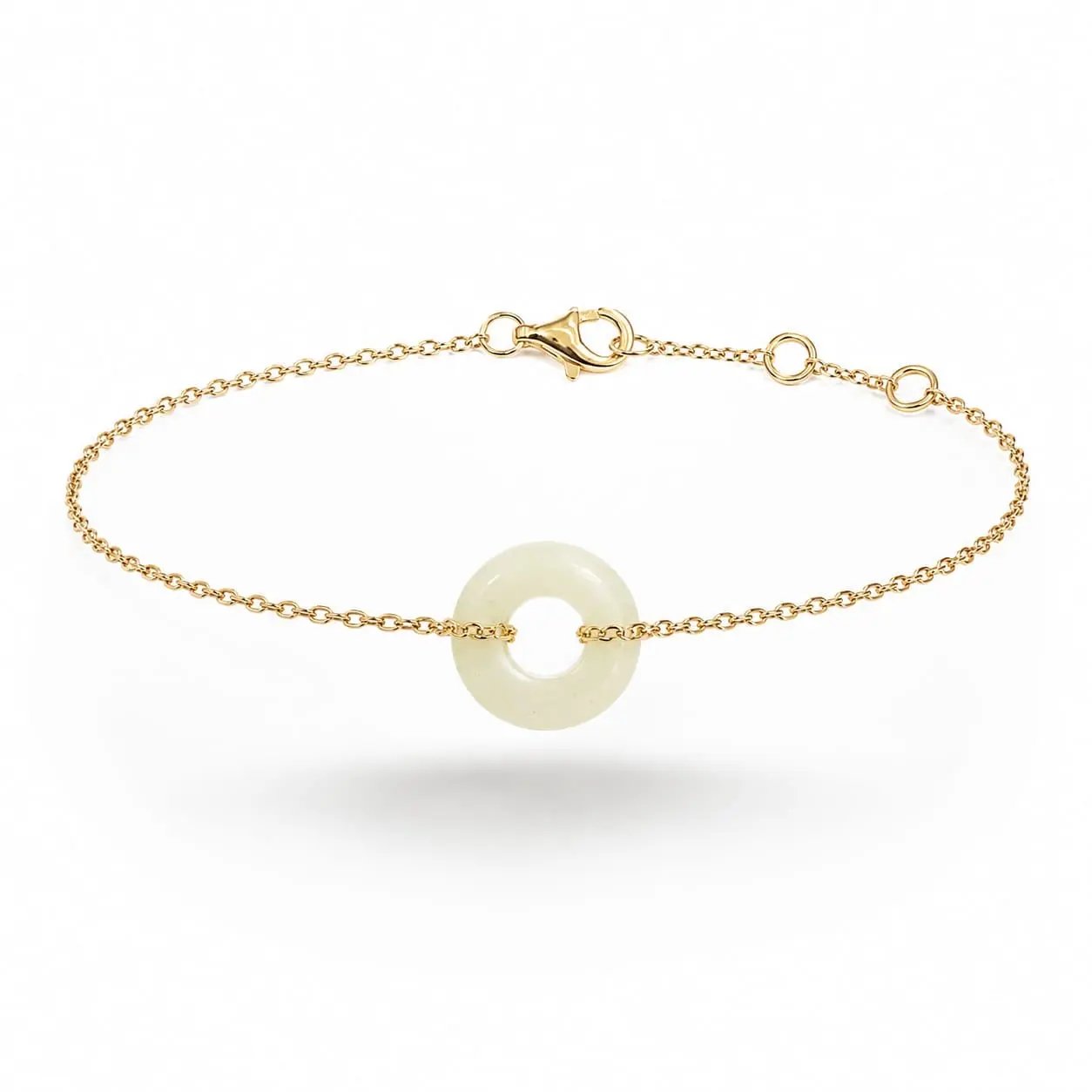 White gemstone donut bracelet in gold-plated 925 sterling silver