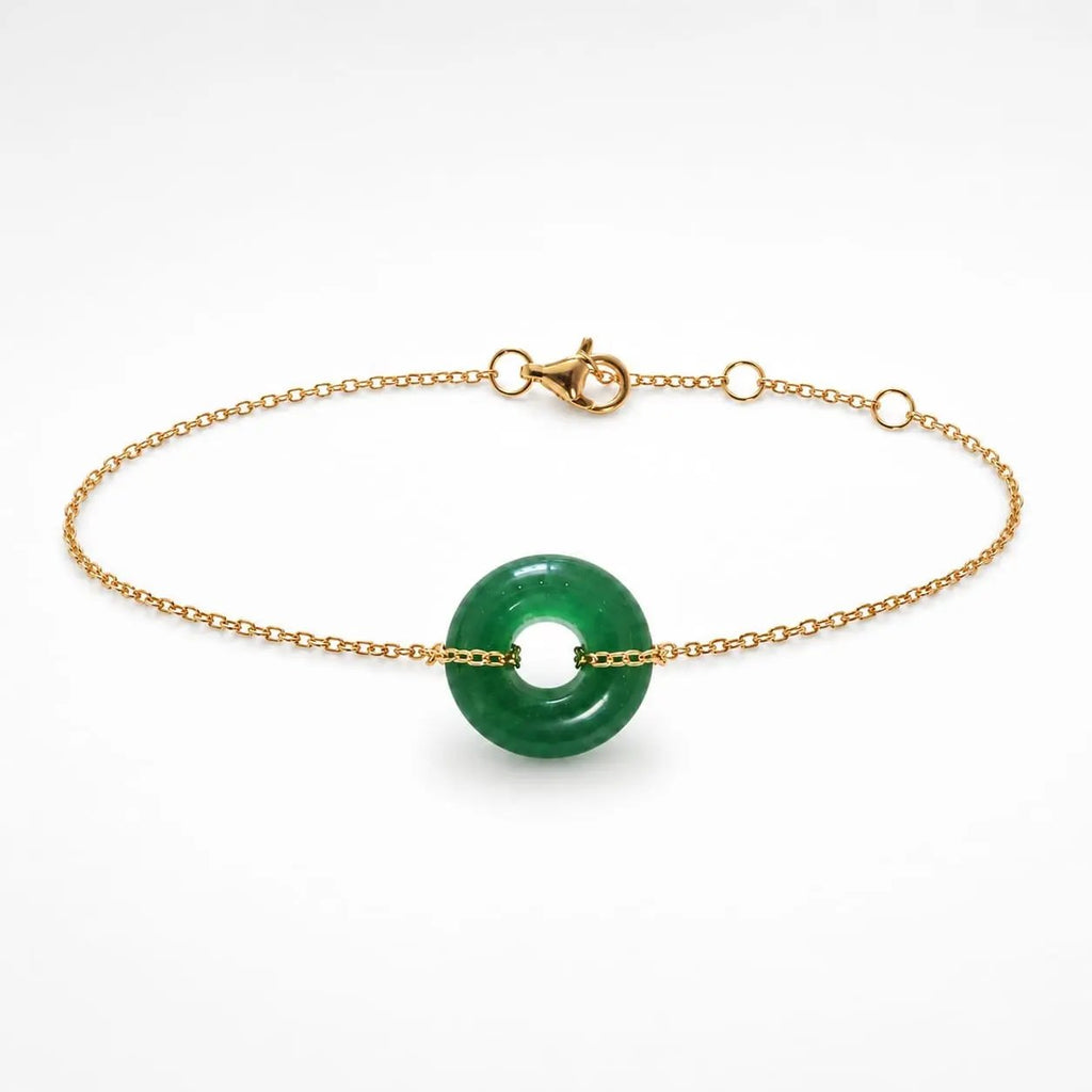 Green gemstone donut bracelet in gold-plated 925 sterling silver
