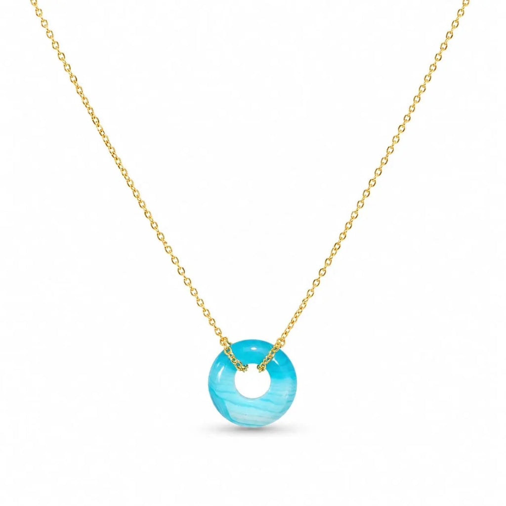 SAMVELLI gold-plated 925 silver Donut Necklace – Aventurine light blue product view