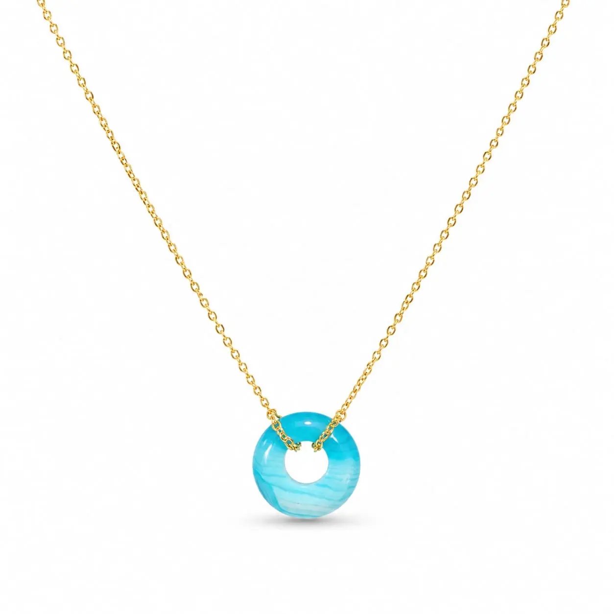 SAMVELLI gold-plated 925 silver Donut Necklace – Aventurine light blue product view