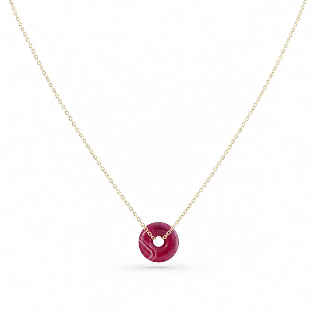 SAMVELLI gold-plated 925 silver Donut Necklace – Agate purple product view