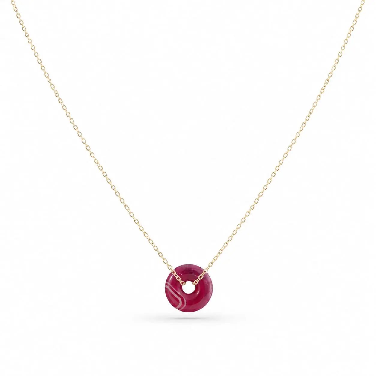 SAMVELLI gold-plated 925 silver Donut Necklace – Agate purple product view