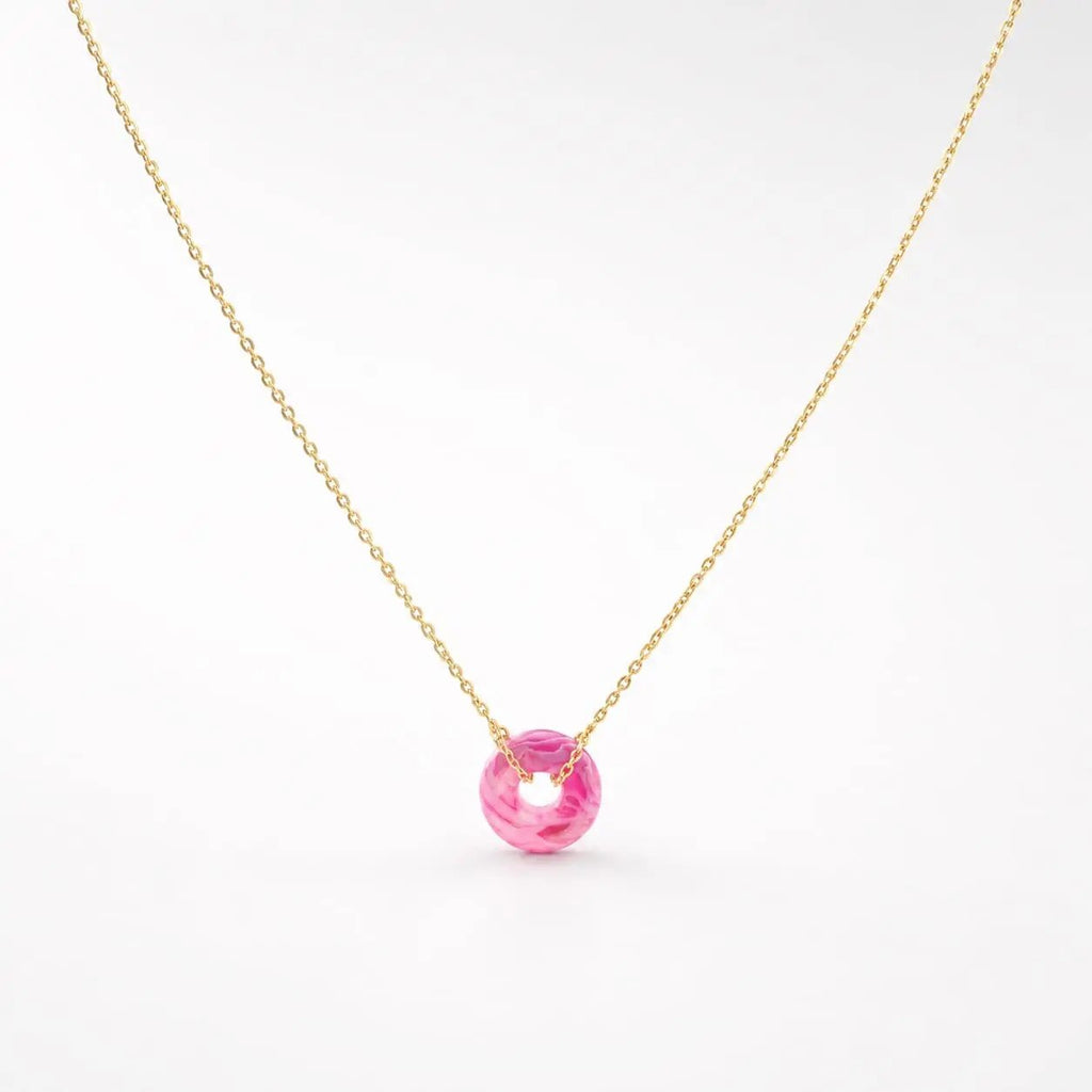 SAMVELLI gold-plated 925 silver Donut Necklace – Agate purple product view