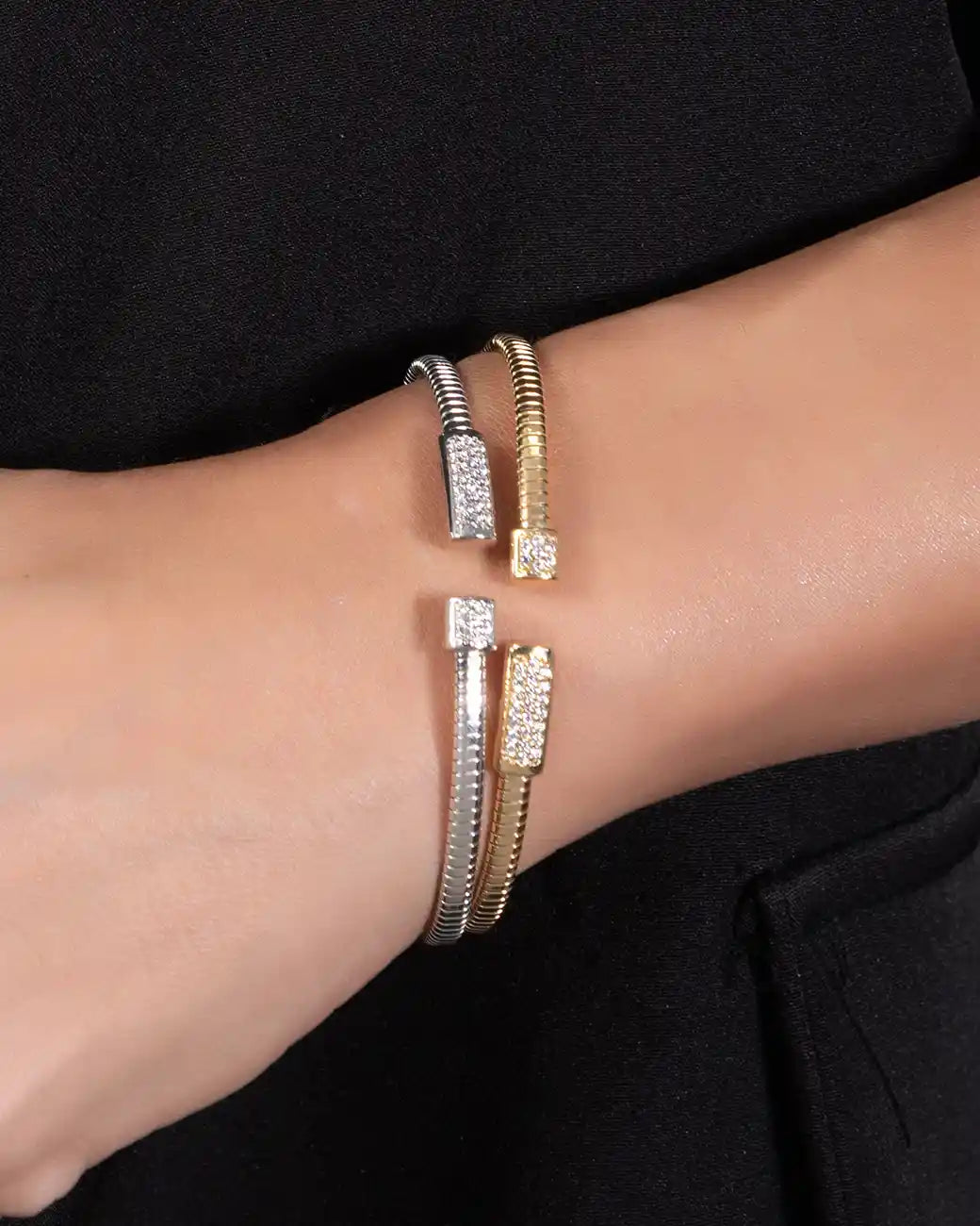 925 Sterling Silver Gold Plated Nail Bangle