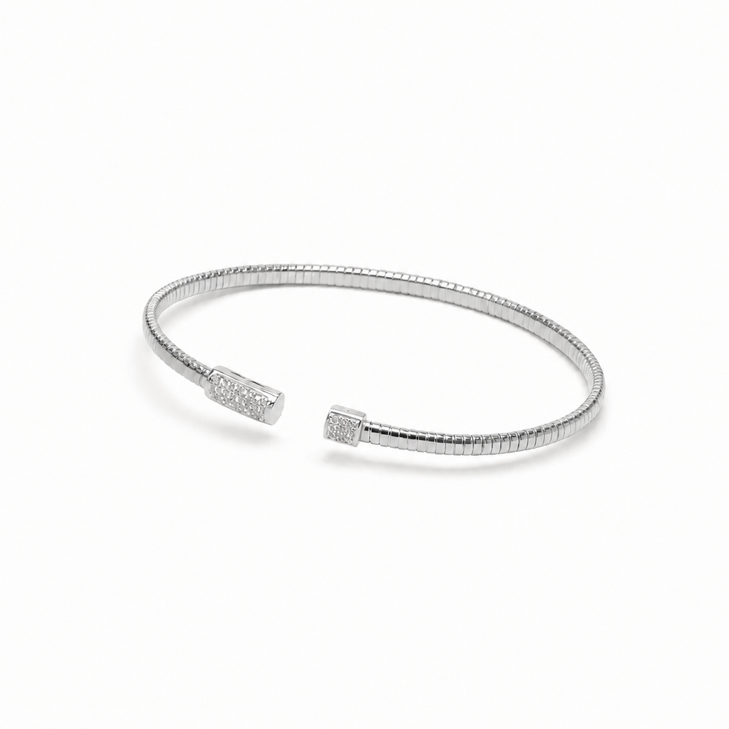 925 Sterling Silver Open Nail Bangle Bracelet