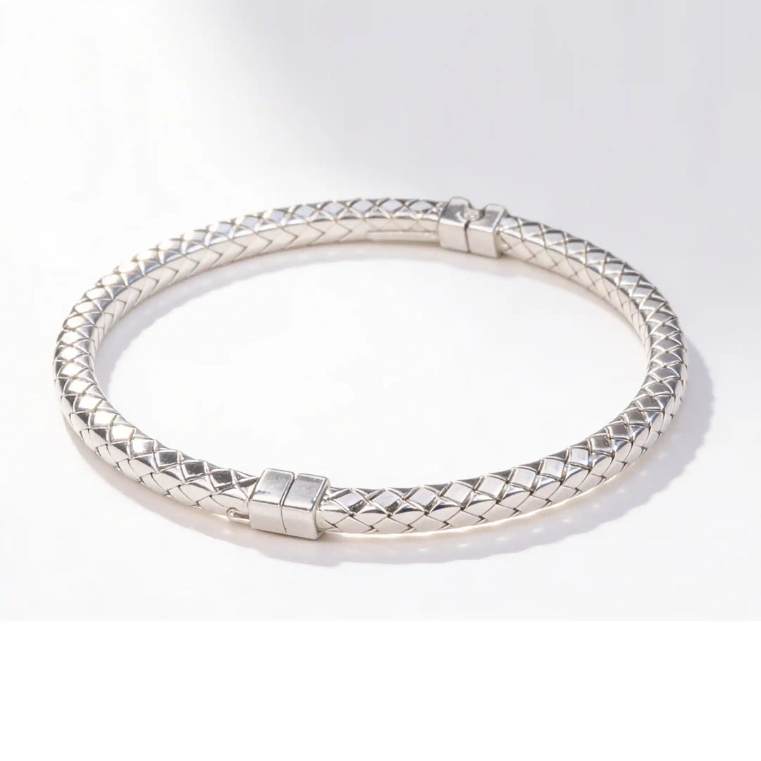 925 Sterling Silver Textured Bangle Bracelet