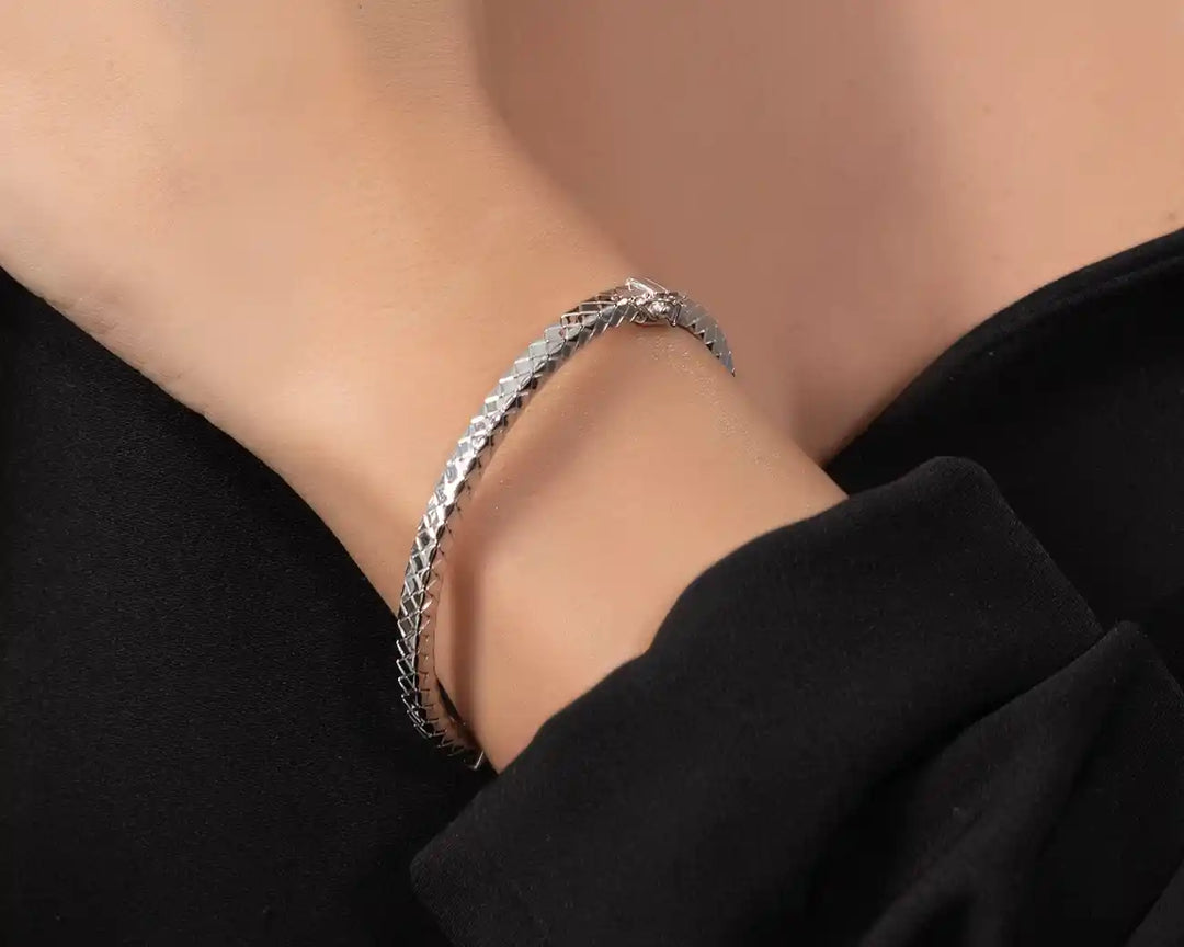 925 Sterling Silver Textured Bangle Bracelet