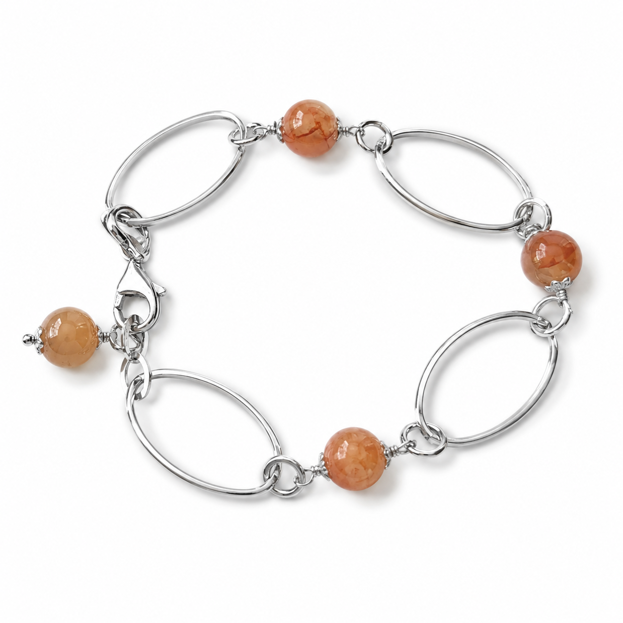 925 Sterling Silver Chain Bracelet with Citrine Accents