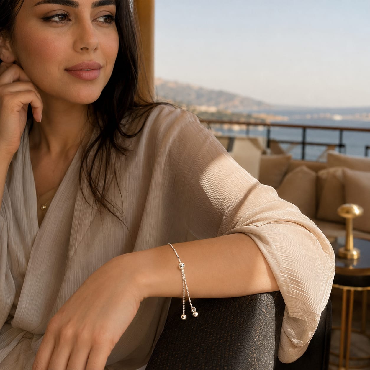 925 Sterling Silver  Knot Bolo Chain Bracelet