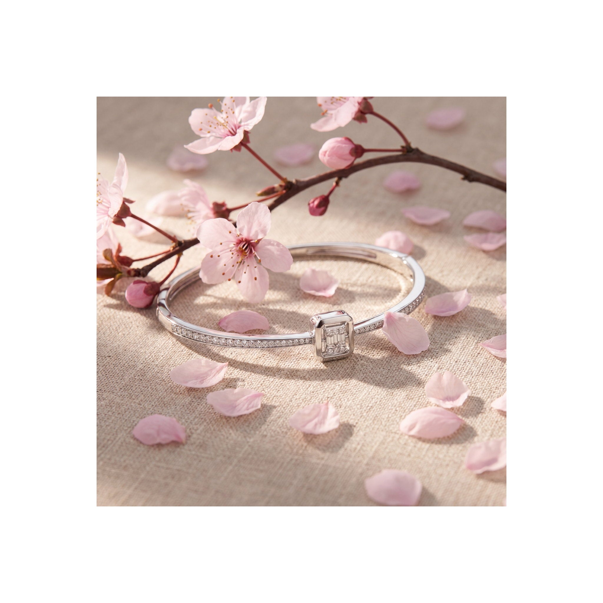 925 Sterling Silver Emerald Cut and Brilliant Zircon Bangle