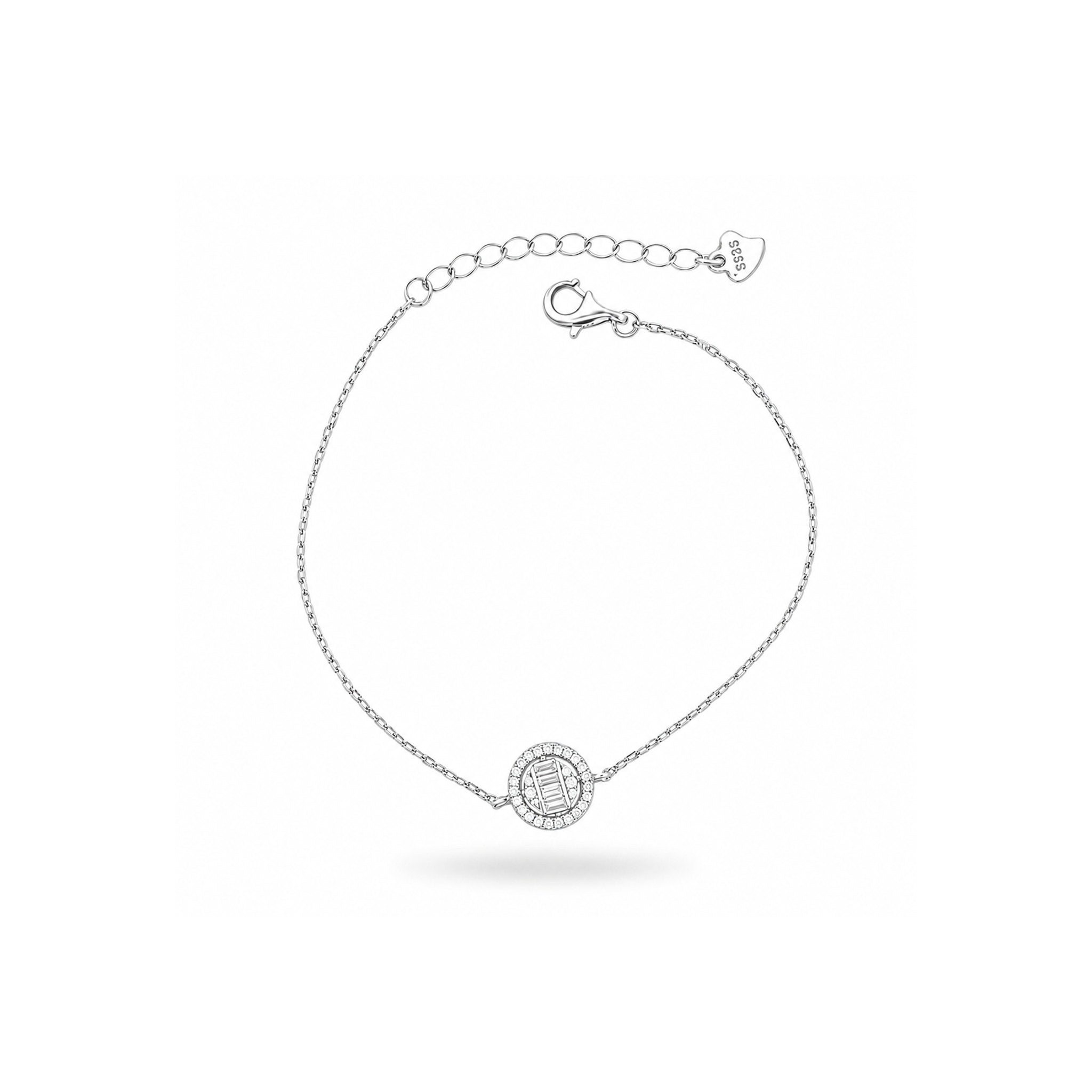 925 Sterling Silver Circular Silver Halo Chain Bracelet