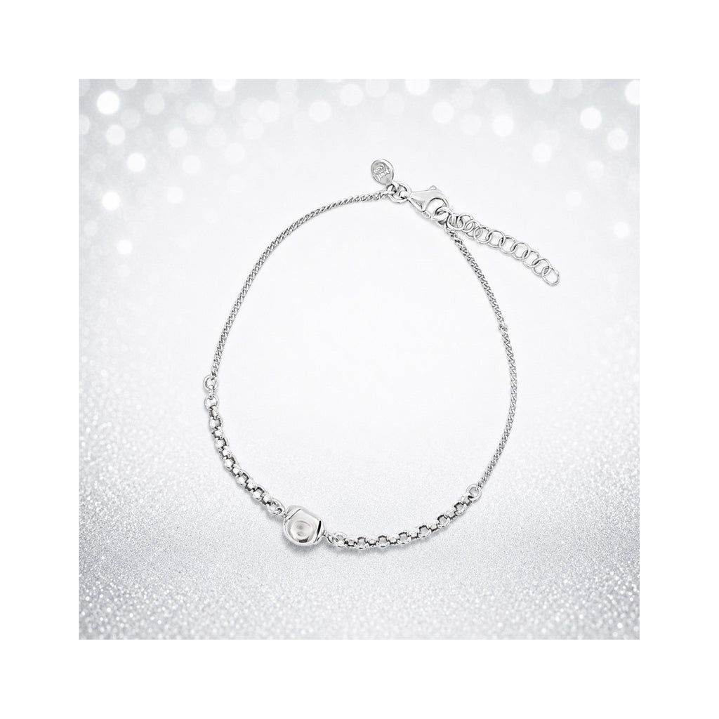925 Sterling Silver Chain Bracelet with Polished Bead Detail