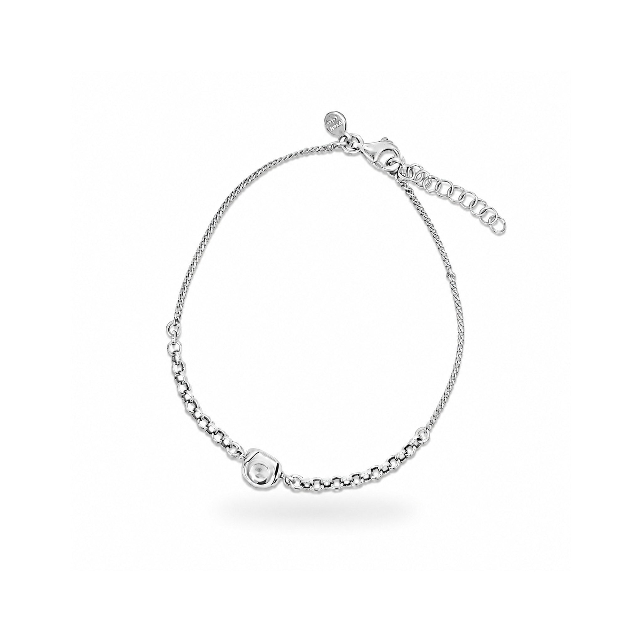 925 Sterling Silver Chain Bracelet with Polished Bead Detail