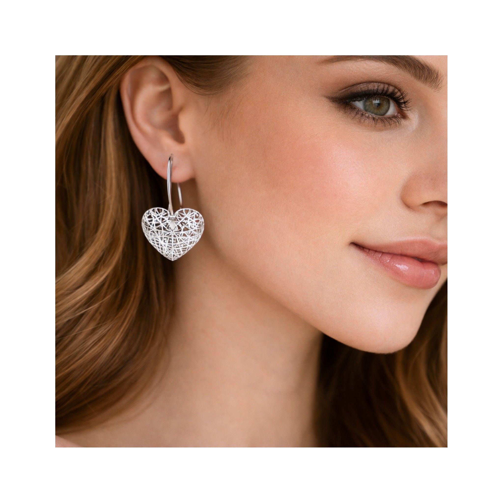 925 Sterling Silver Intricate Filigree Heart Drop Earrings