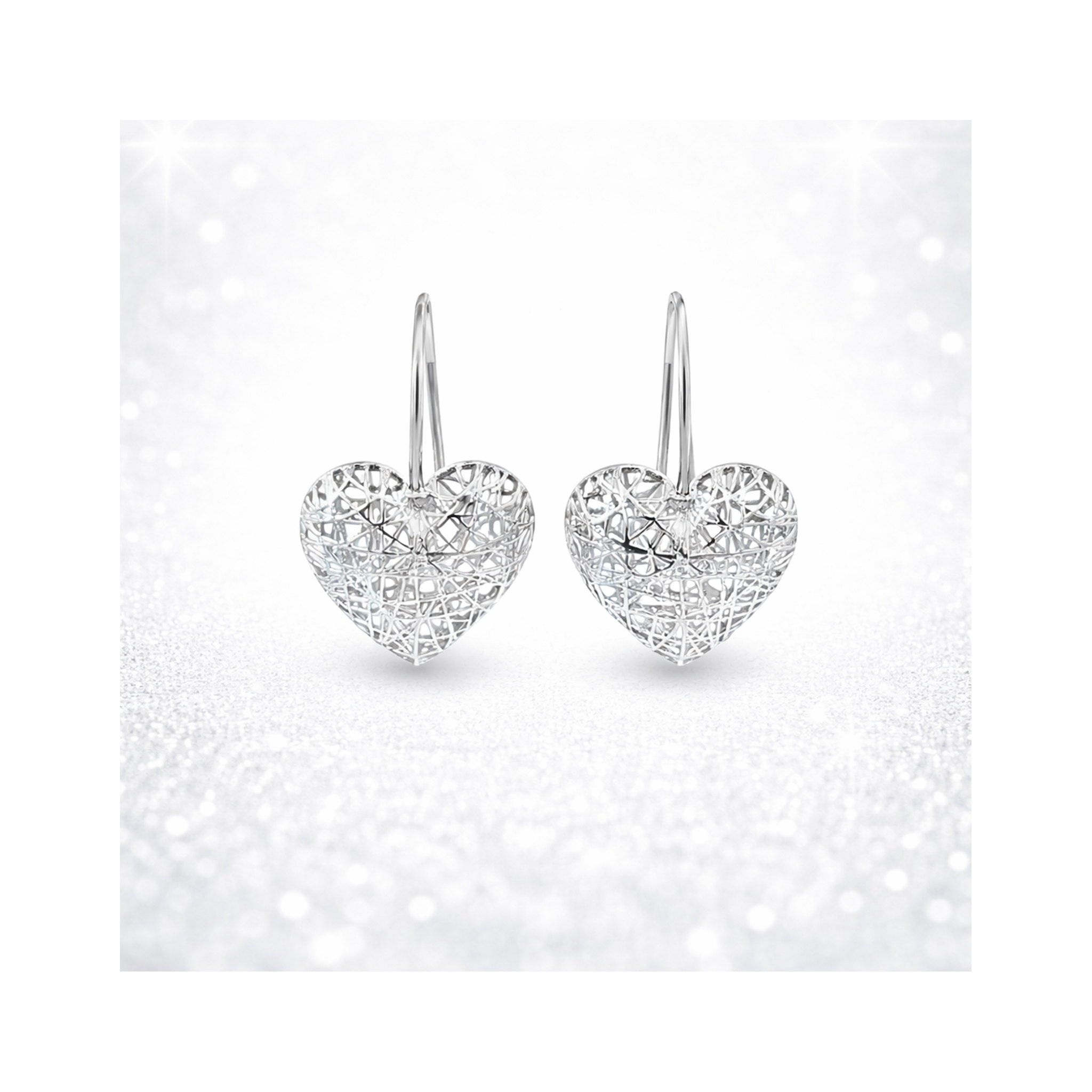 925 Sterling Silver Intricate Filigree Heart Drop Earrings