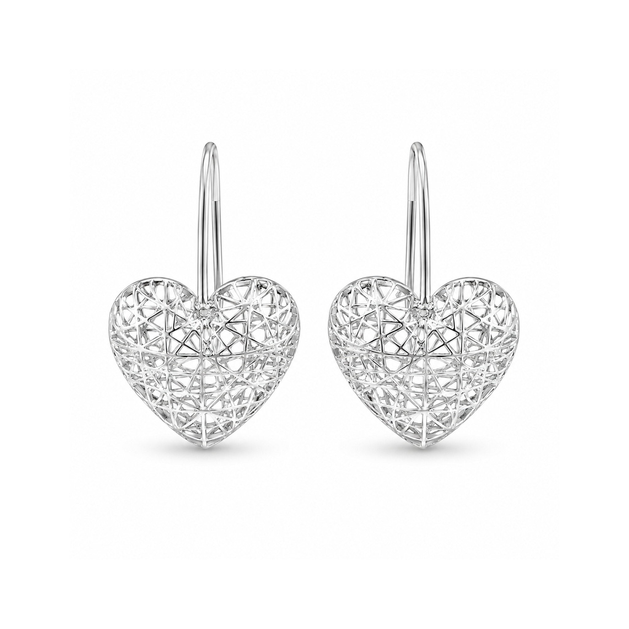 925 Sterling Silver Intricate Filigree Heart Drop Earrings