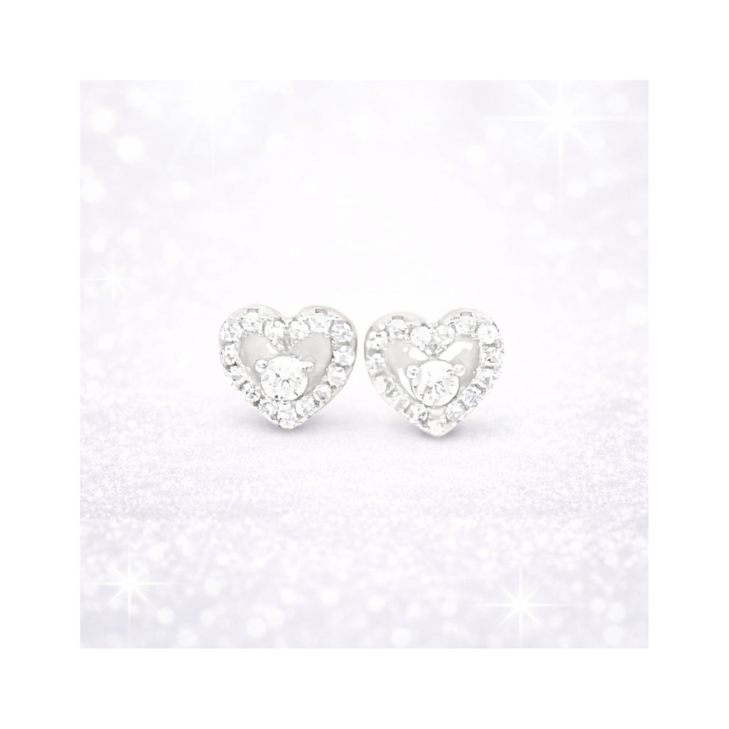 925 Sterling Silver Heart Halo Stud Earrings