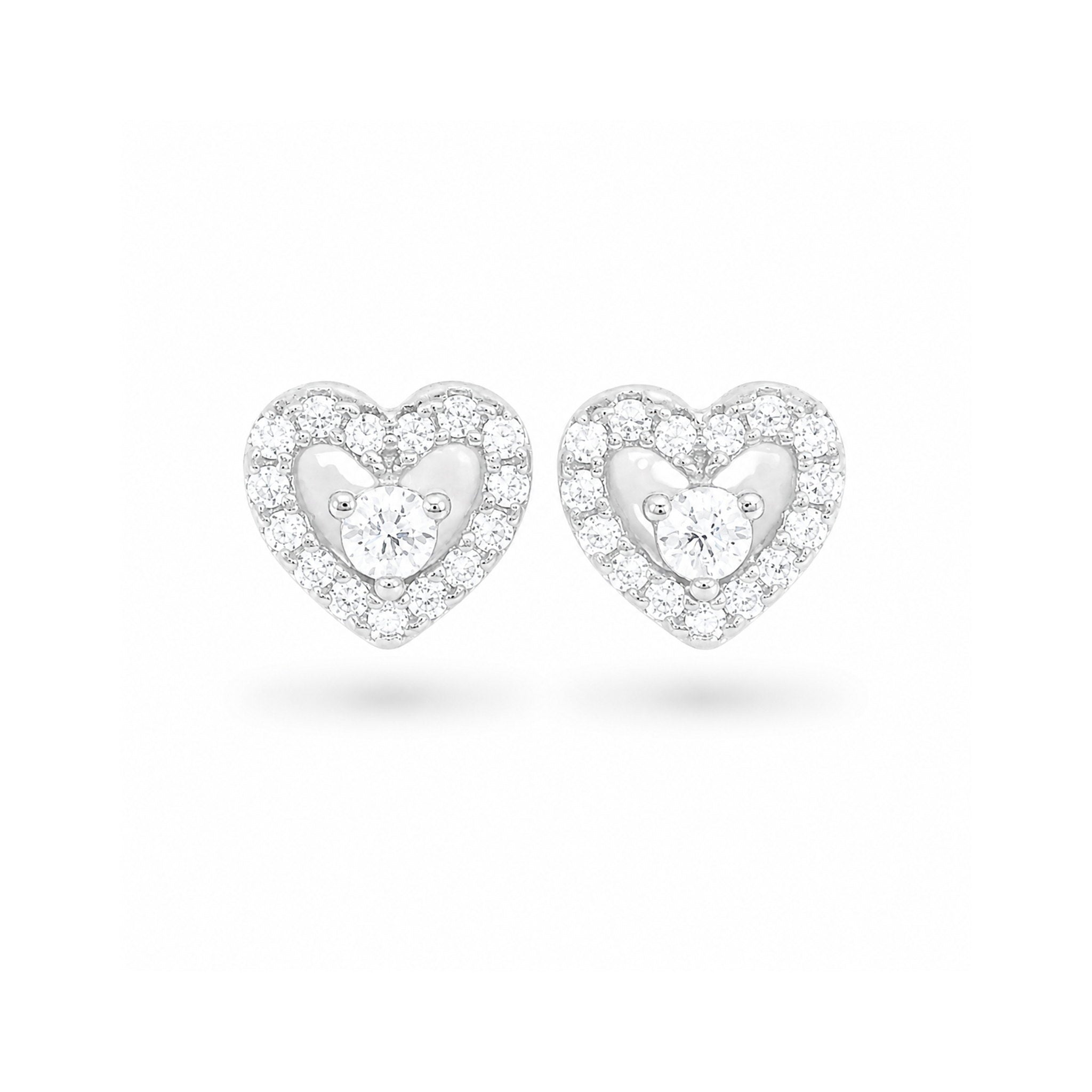 925 Sterling Silver Heart Halo Stud Earrings