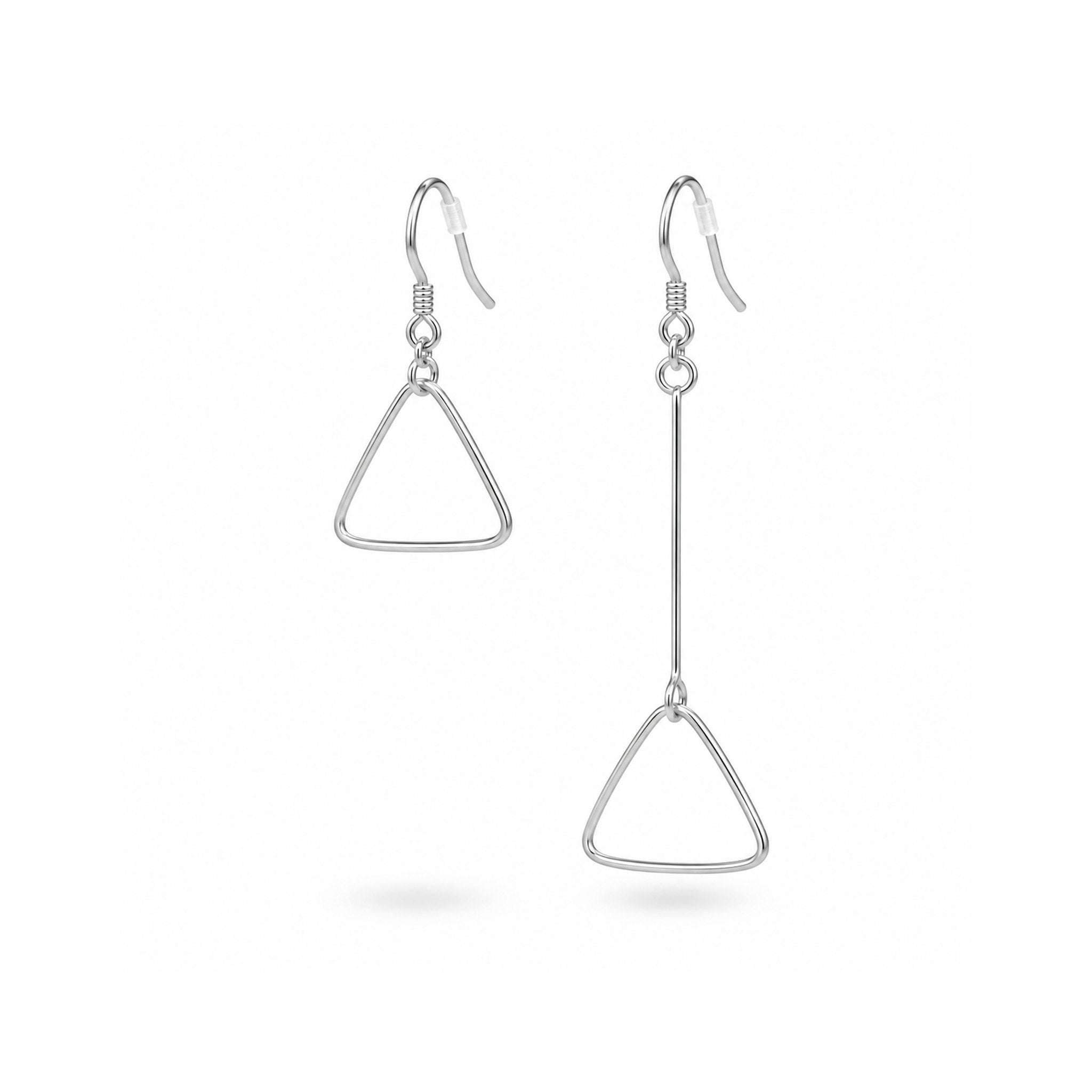 925 Sterling Silver Geometric Mismatched Triangle Dangle Earrings