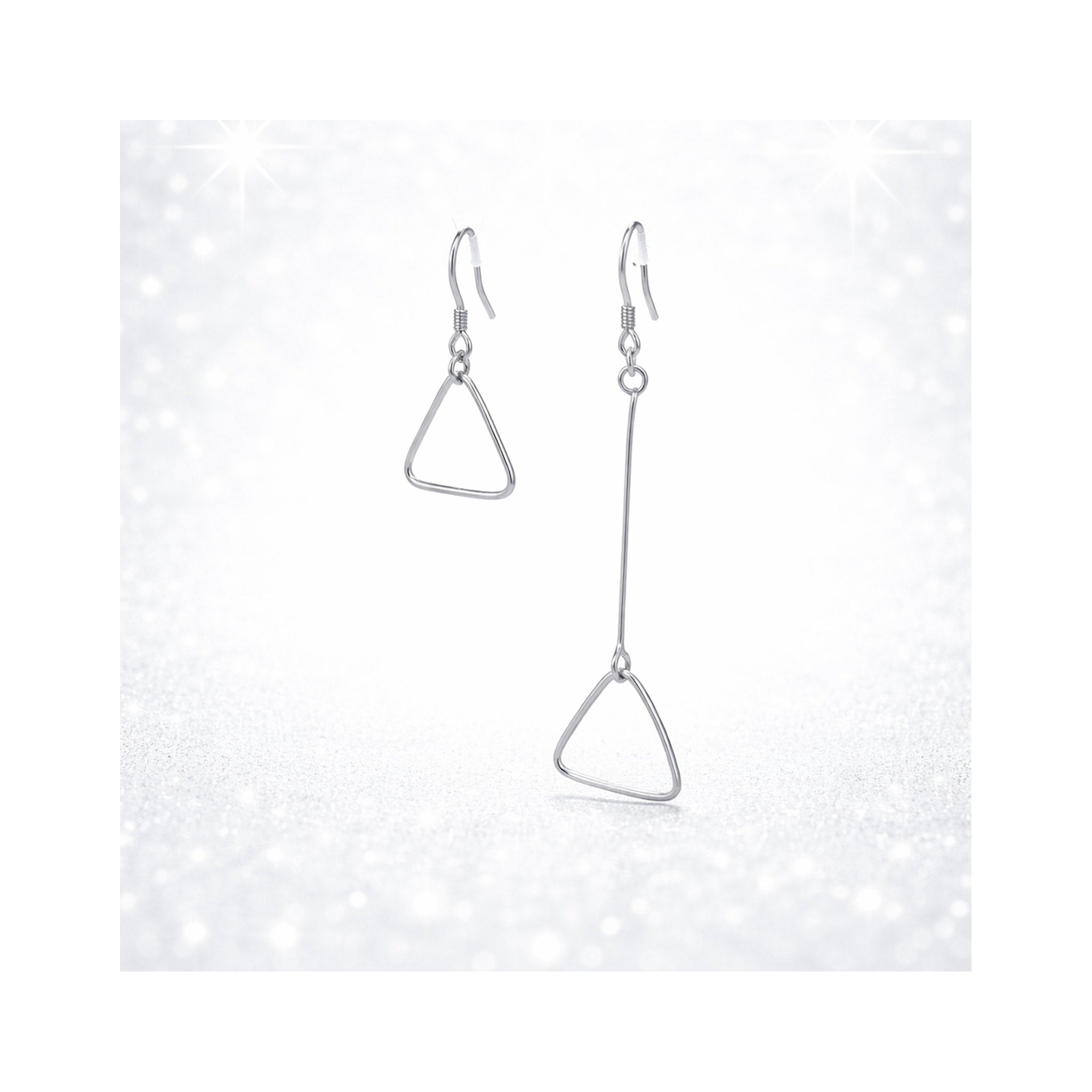 925 Sterling Silver Geometric Mismatched Triangle Dangle Earrings