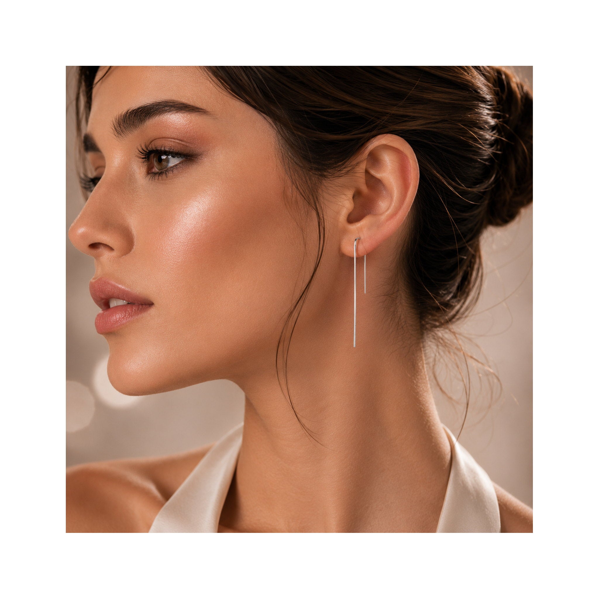 925 Sterling  Silver Minimalist Linear Bar Drop Earrings