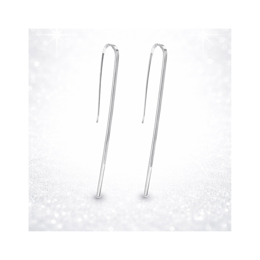 925 Sterling  Silver Minimalist Linear Bar Drop Earrings