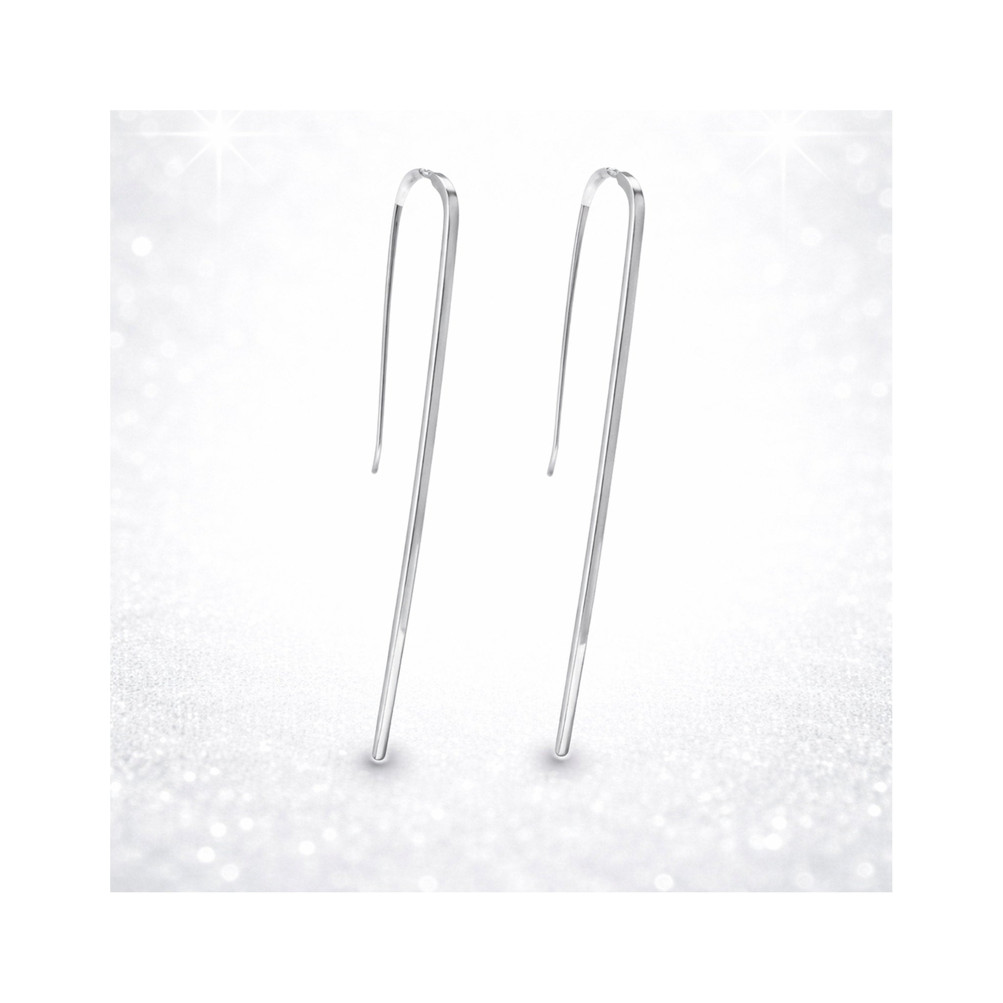 925 Sterling  Silver Minimalist Linear Bar Drop Earrings