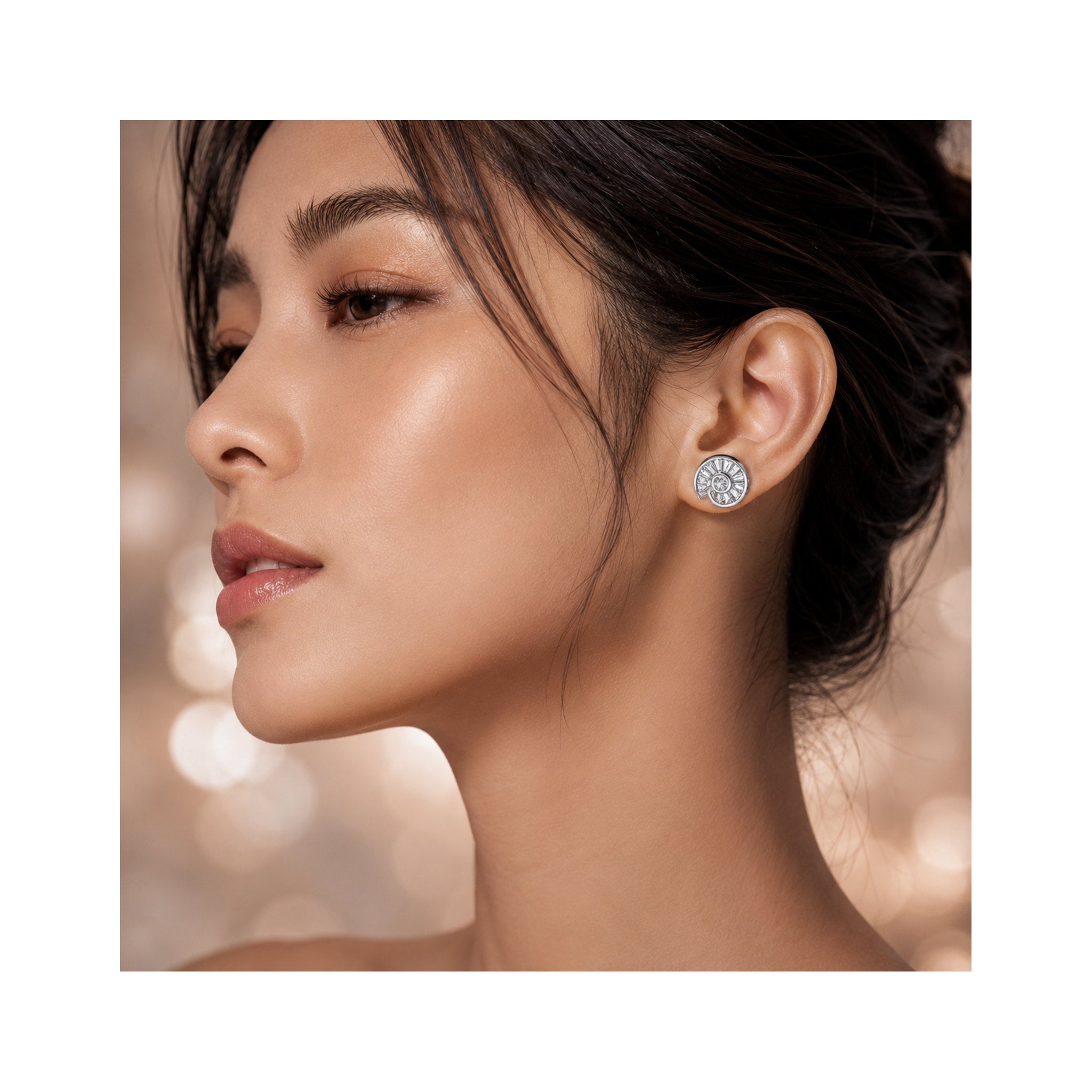 925  Sterling Silver Zircon Spiral Stud Earrings