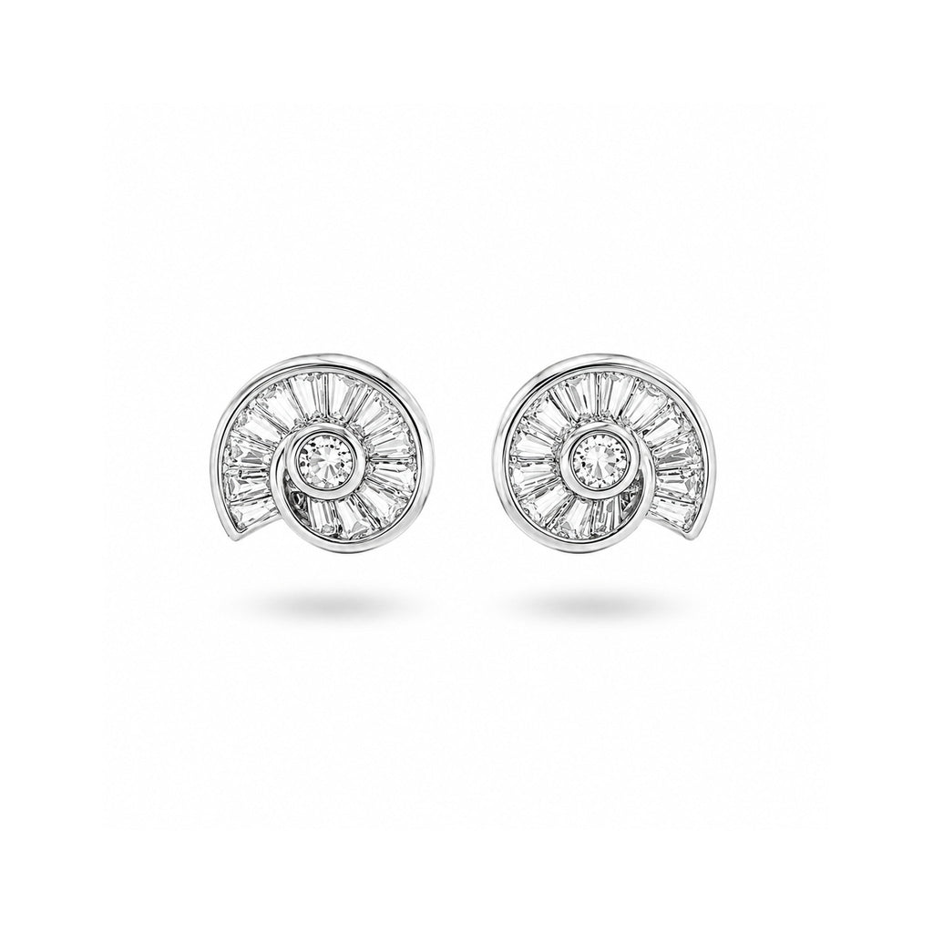 925  Sterling Silver Zircon Spiral Stud Earrings