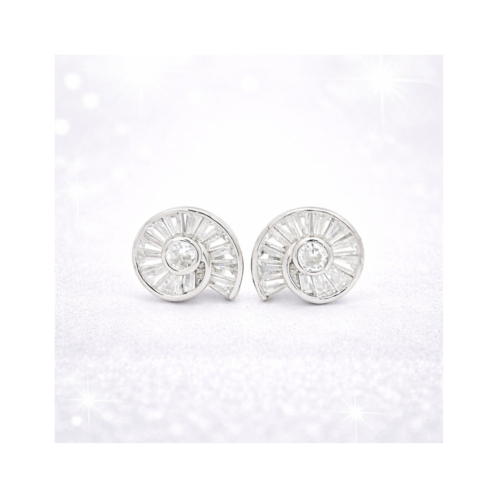 925  Sterling Silver Zircon Spiral Stud Earrings