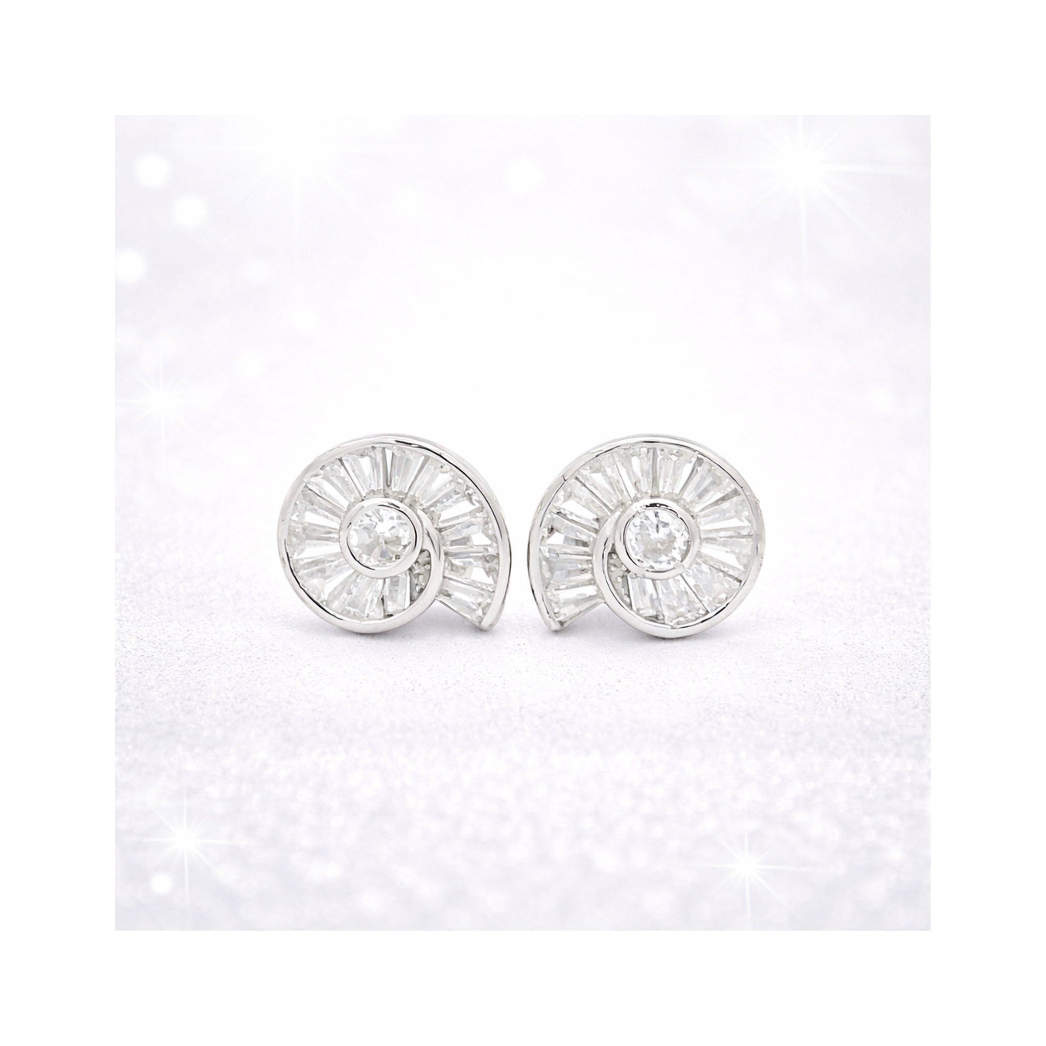 925  Sterling Silver Zircon Spiral Stud Earrings